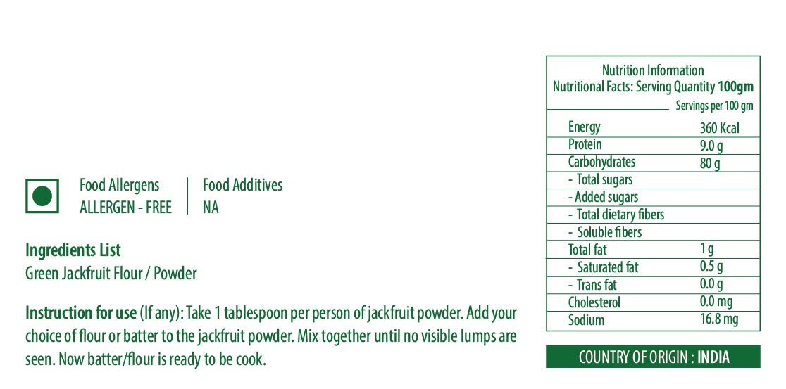 Jackfruit Powder / Raw Green Jackfruit Flour -100 gm